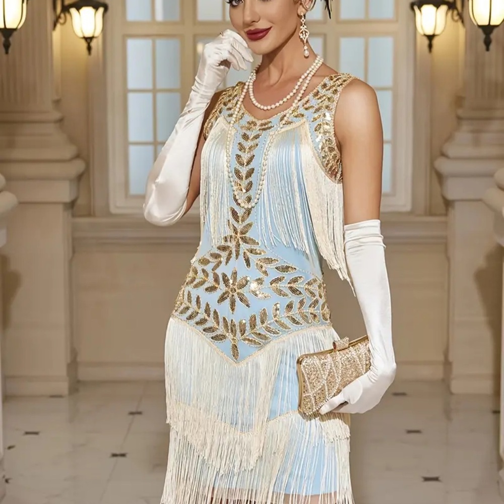 Roaring 20s Flapper Costume Dress size L. Item #3893 - Picture 5 of 8